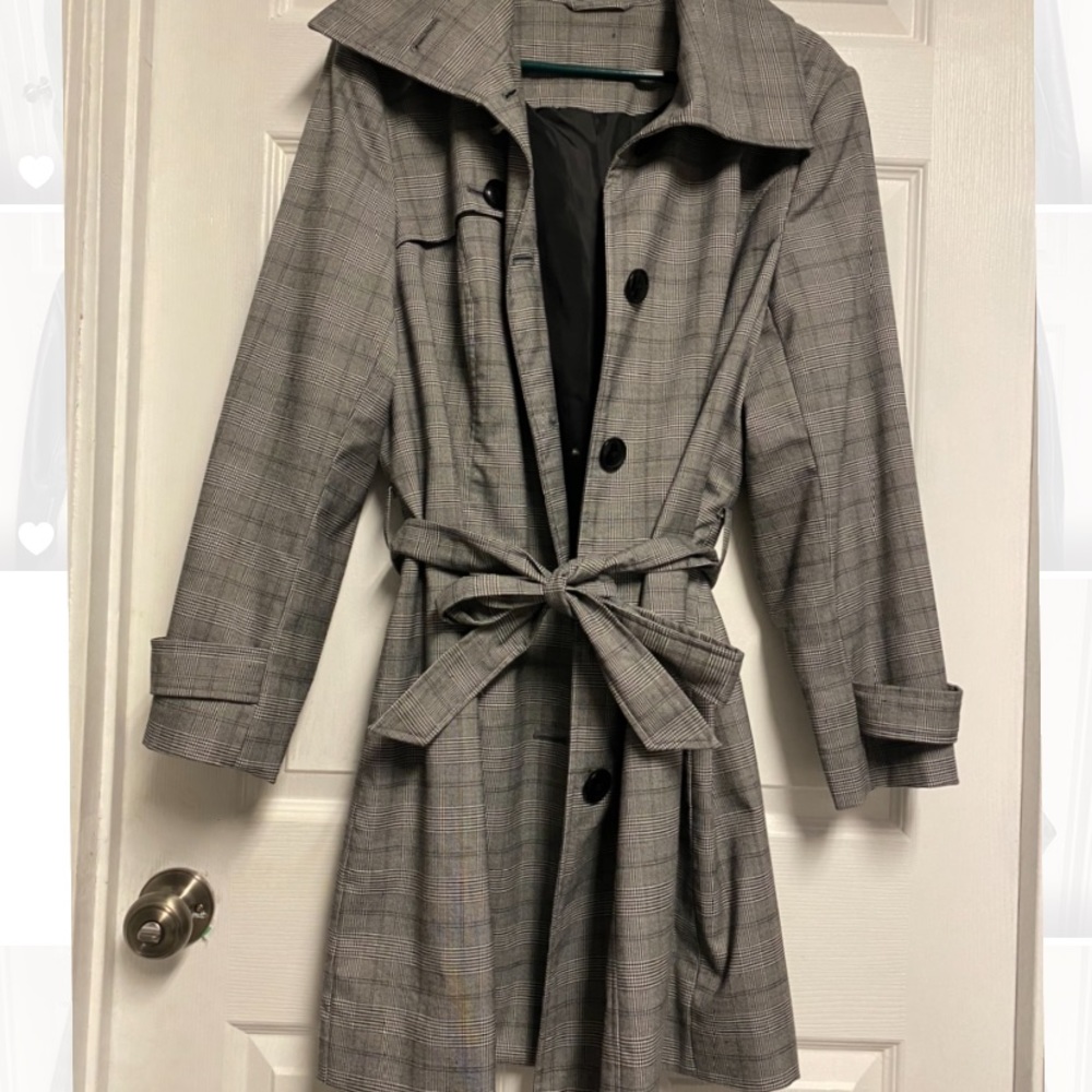 Plaid trench coat